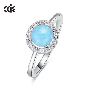 Sterling silver fancy blue opal ring
