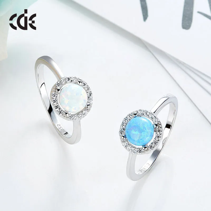 Sterling silver fancy blue opal ring