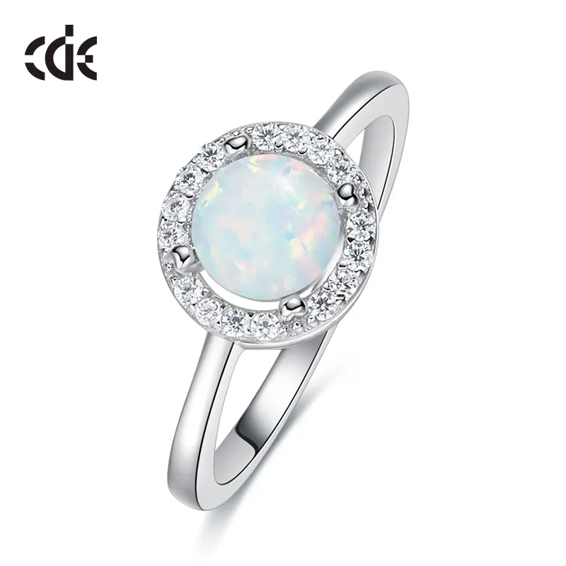 Sterling silver fancy blue opal ring