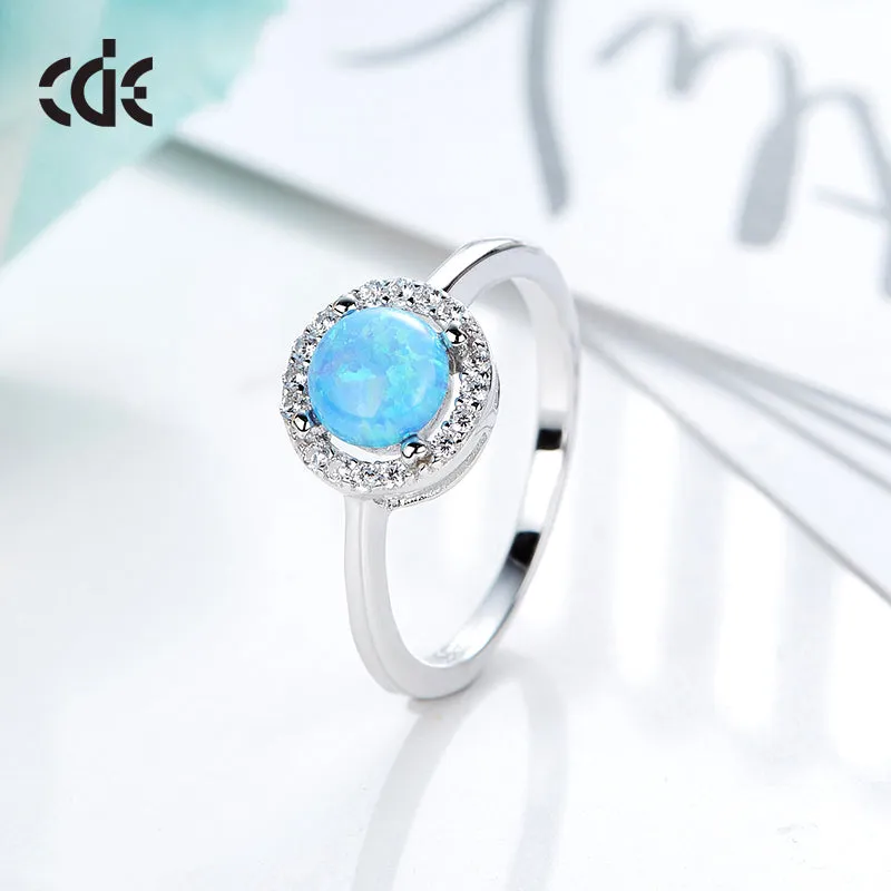 Sterling silver fancy blue opal ring