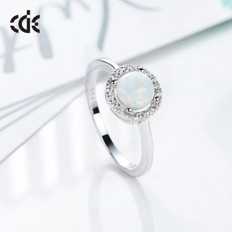 Sterling silver fancy blue opal ring