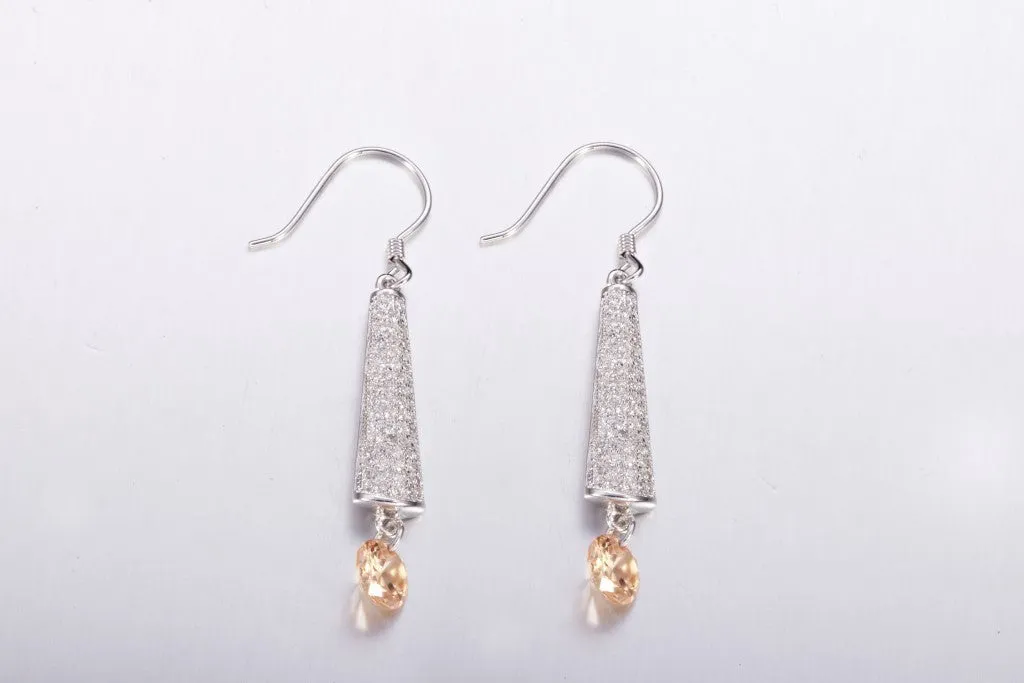 Sterling silver majestic citrine dangling earring