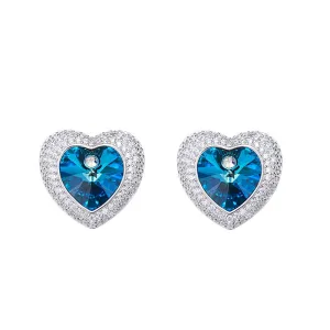Sterling silver shining  little blue topaz heart earring