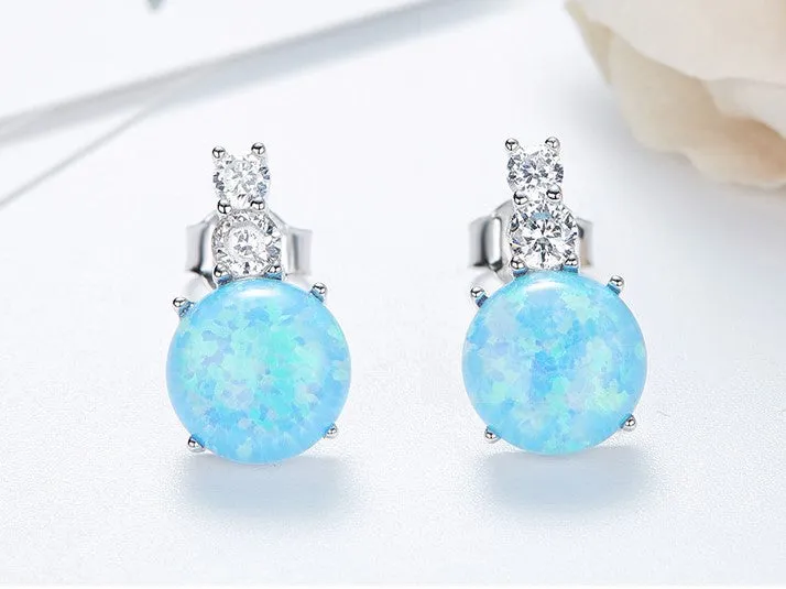 Sterling silver simple  opal earring