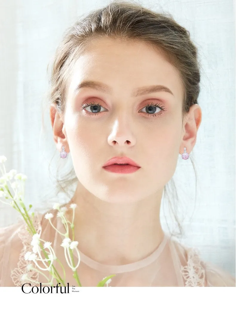 Sterling silver simple  opal earring