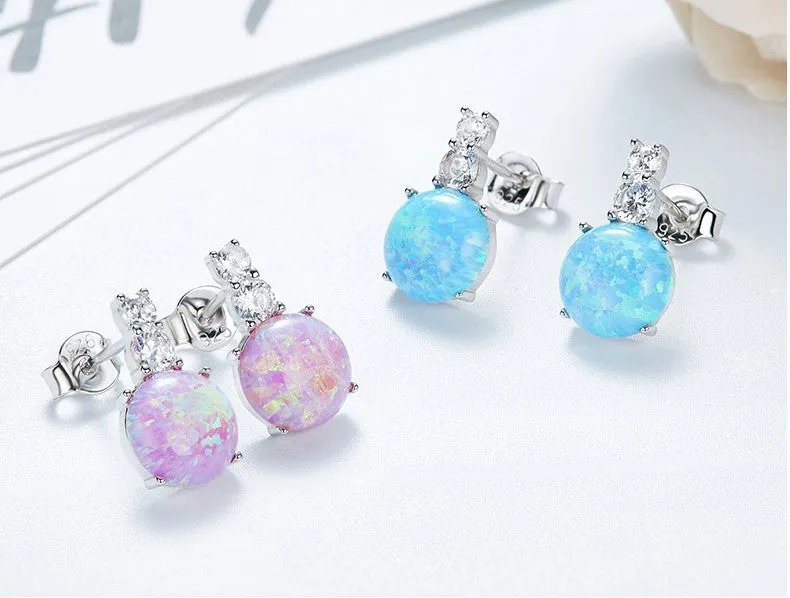 Sterling silver simple  opal earring