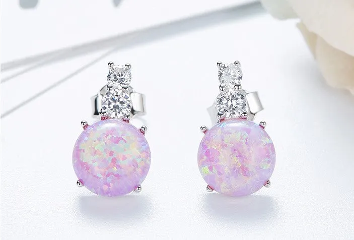 Sterling silver simple  opal earring