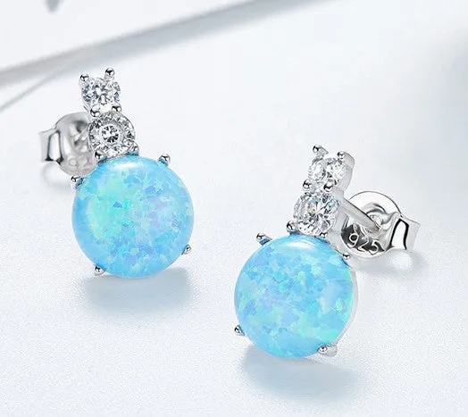 Sterling silver simple  opal earring