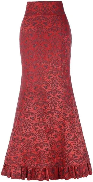Style Fishtail Long Skirt Women Bandage Mermaid Long Retro Ruffle Punk Vintage Plus Size Solid Bodycon Skirt Maxi Skirt