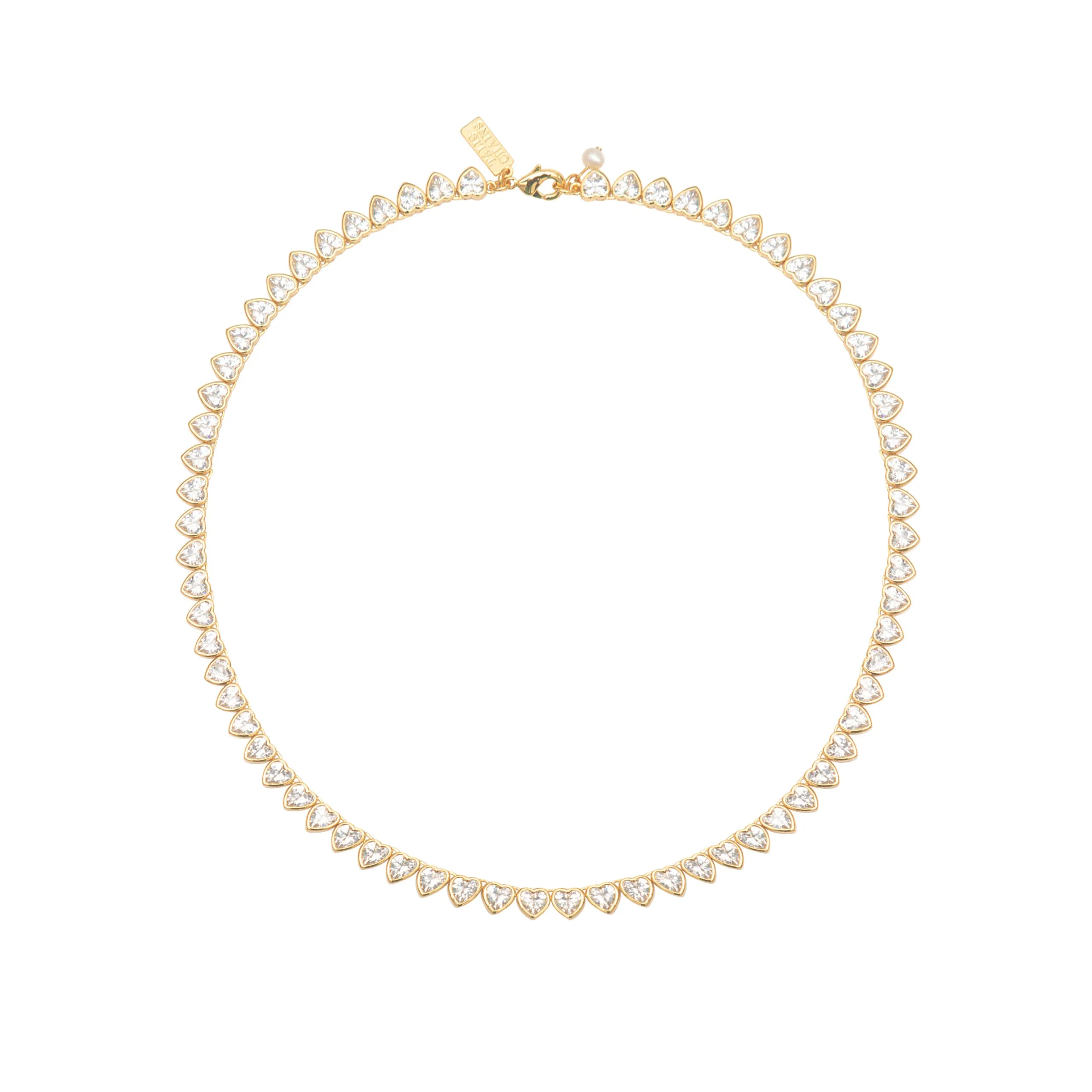 Talis Chains Hearts Tennis Necklace in Gold