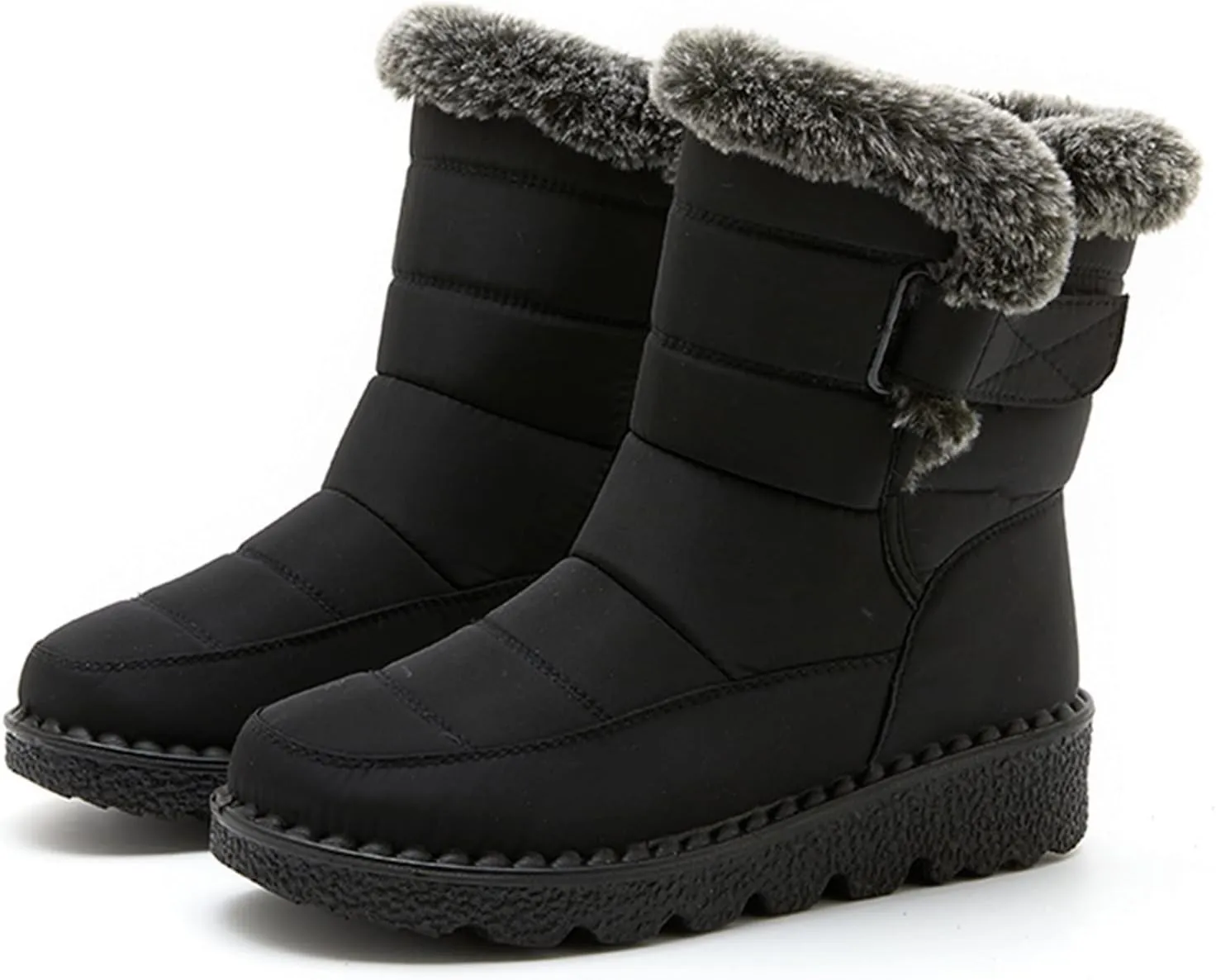 Tall Black Snow Boots for Women Women's Mid-Calf Waterproof Winter Snow Boots Women's Black Leather Winter Boots Womens Winter Snow Boots Waterproof Shoes Womens Leather Winter Boots Waterproof