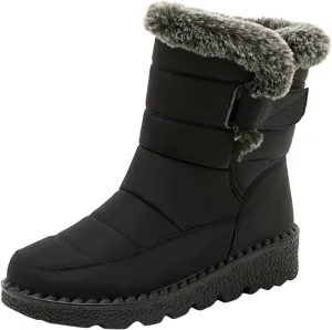 Tall Black Snow Boots for Women Women's Mid-Calf Waterproof Winter Snow Boots Women's Black Leather Winter Boots Womens Winter Snow Boots Waterproof Shoes Womens Leather Winter Boots Waterproof