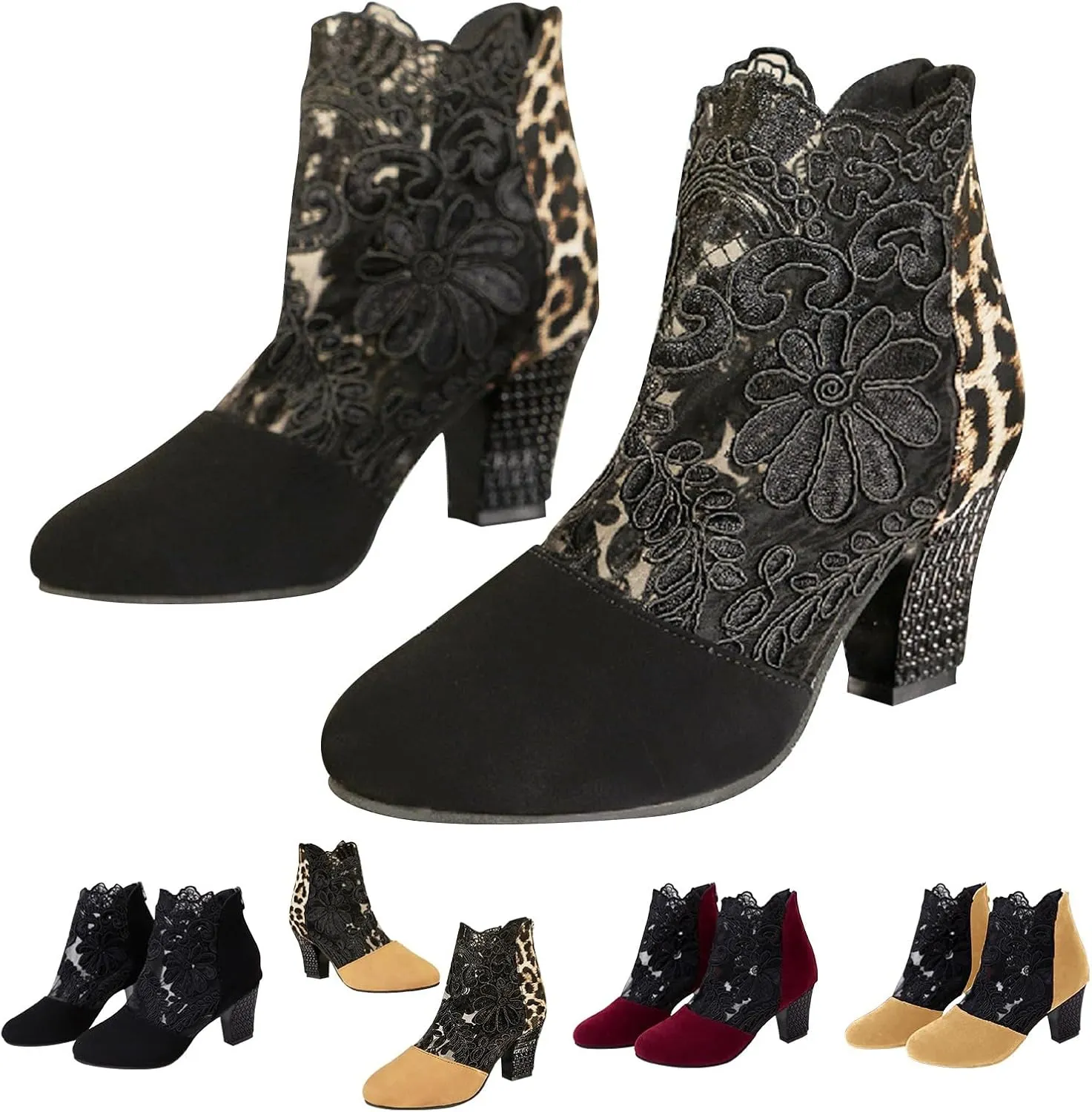 Tan Booties Women's Black Boots Boots for Walking All Day Women Lined Womens Boots Ankle Boots for Women with Heel Open toe Ankle Boots Black Wedge Heel Booties Casual Shoes for Women