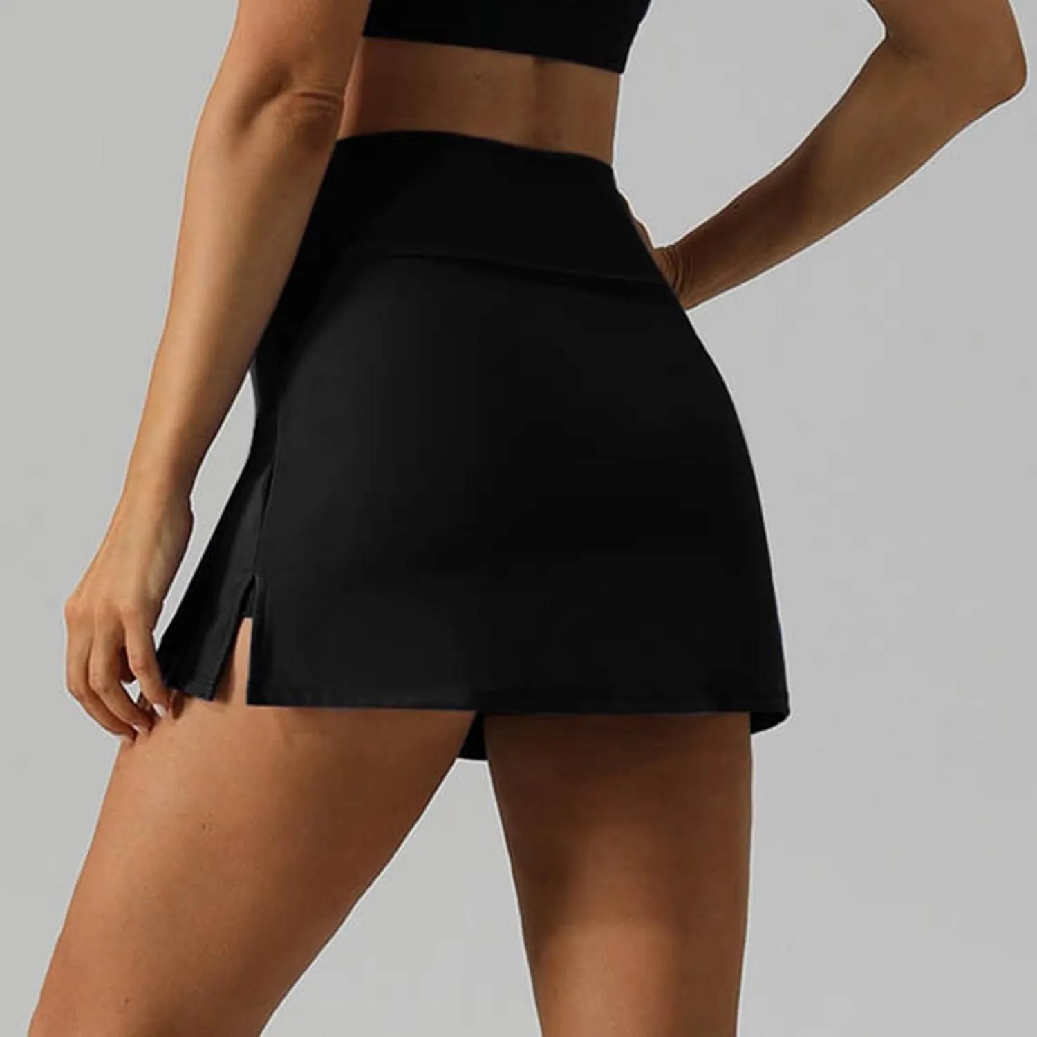 Tennis Mini Skirts for Women Side Slits High Waist Elastic Athletic Skort Lightweight Running Workout Skirts with Shorts