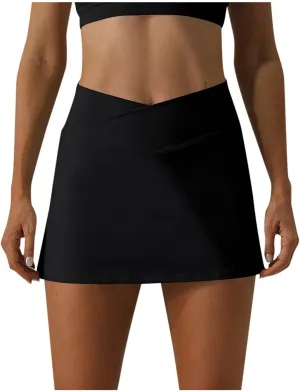 Tennis Mini Skirts for Women Side Slits High Waist Elastic Athletic Skort Lightweight Running Workout Skirts with Shorts