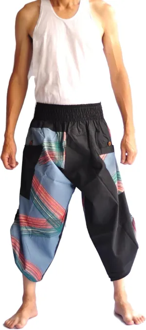 Thai Pants Thai Fisherman Pants Black Design Thai Art Harem Pants Men Yoga Pants high Waisted Pants Man Pants Harem Plus Japanese Shop Plus Size Harem Pants Casual Pants State Gray Painting Pants