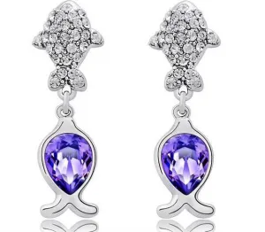 The cute shining little purple fishes earring