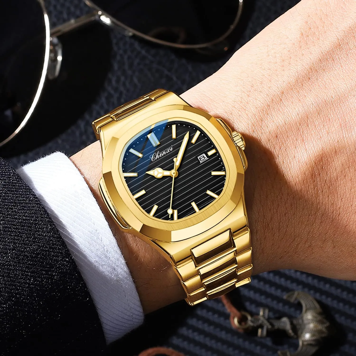 Tiong Men's Watch Business Clock Men's Watch Stainless Steel Waterproof Luminous Watch