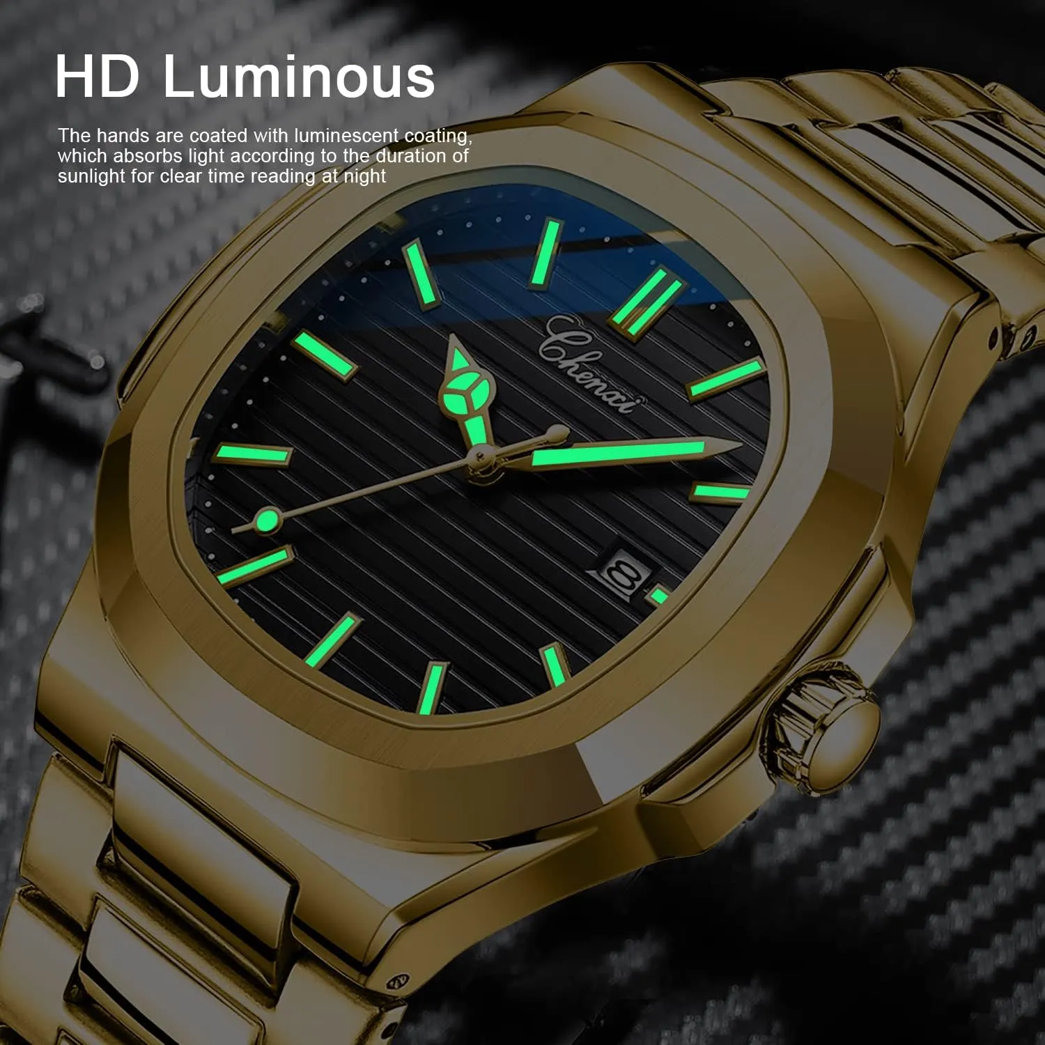 Tiong Men's Watch Business Clock Men's Watch Stainless Steel Waterproof Luminous Watch