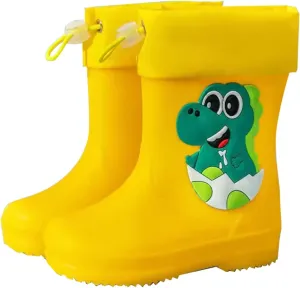 Toddler Dinosaur Rain Boots with Adjustable Buckle Baby Lightweight Non Slip Rainboots Kids Waterproof Boots