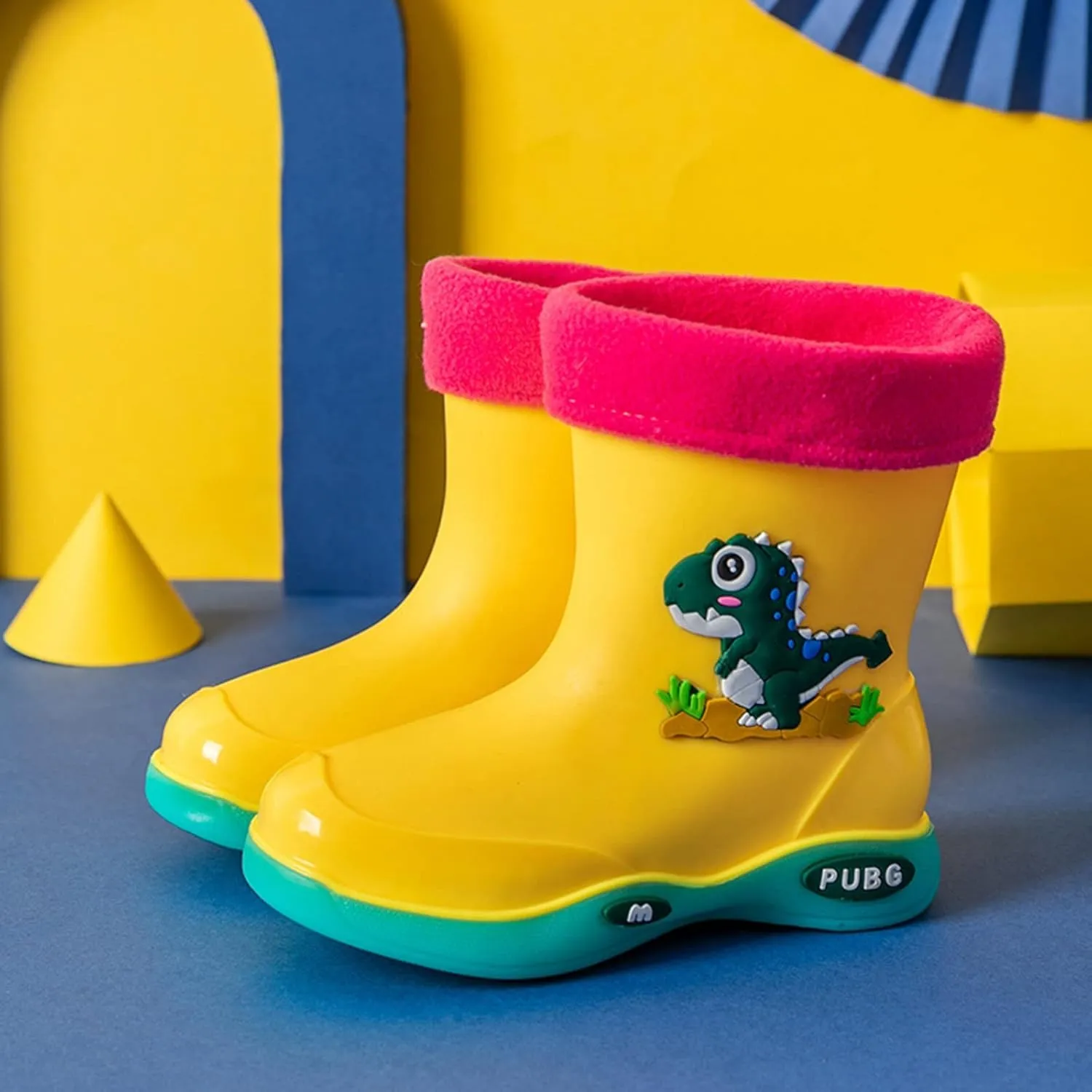 Toddler Warm Lined Rain Boots Baby Kids Dinosaur Rain Shoes Toddler Boy Rainboots Waterproof Boots For Boys