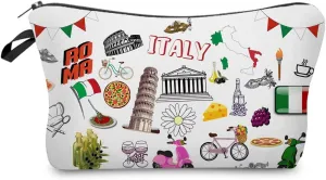 Travel Italy Makeup Bag Cute Small Organizer Zipper Pouch Travel Italy Cosmetic Bag Travel Present for Women Friends