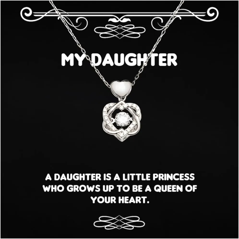 Unique Daughter Gifts, A daughter is a little princess who grows up, Birthday Heart Knot Silver Necklace For Daughter from Mom, Funny jewelry, Funny jewelry gifts, Jewelry gifts for her, Jewelry gifts