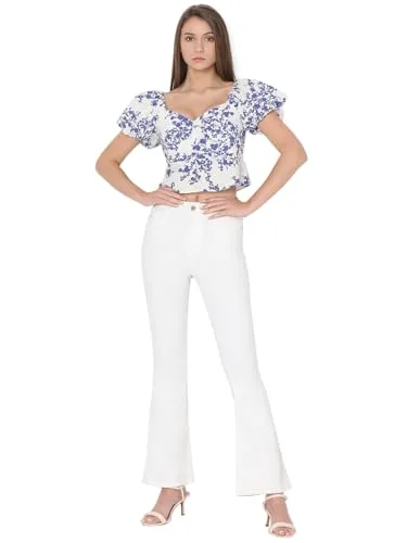 VERO MODA Women's Floral Relaxed Fit T-Shirt (Cloud Dancer)
