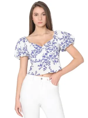 VERO MODA Women's Floral Relaxed Fit T-Shirt (Cloud Dancer)
