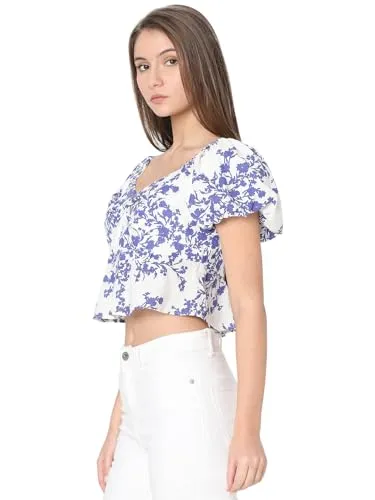 VERO MODA Women's Floral Relaxed Fit T-Shirt (Cloud Dancer)