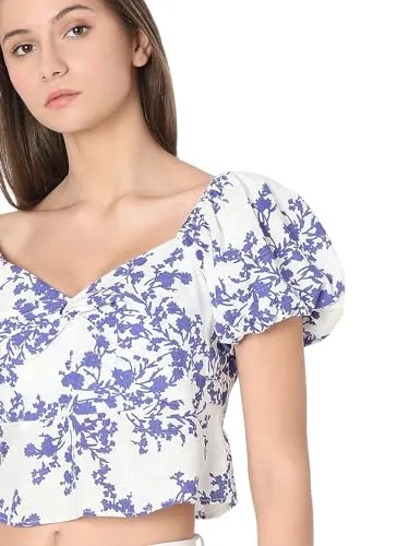 VERO MODA Women's Floral Relaxed Fit T-Shirt (Cloud Dancer)