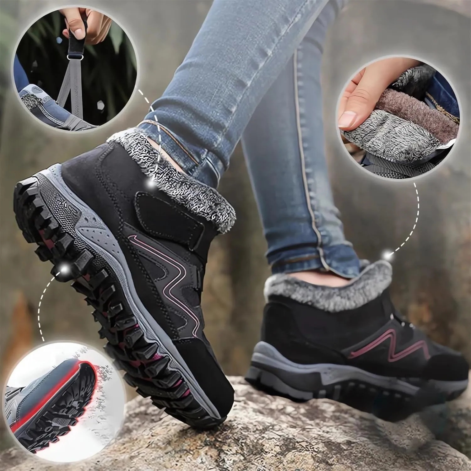 Waterproof Snow Boots for Women Cute Winter Walking Boots for Women Waterproof Winter Ankle Shoes for Women Waterproof Snow Wide Width Winter Boots for Woman Botas De Nieve Para Mujer Talla 4