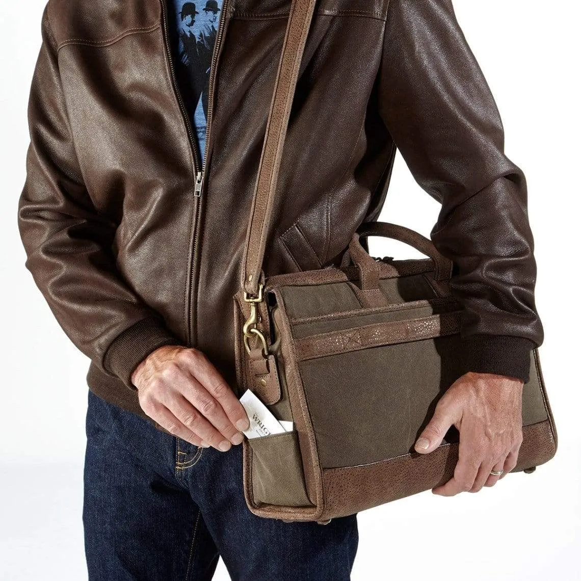 Waxed-canvas compact zippered brief