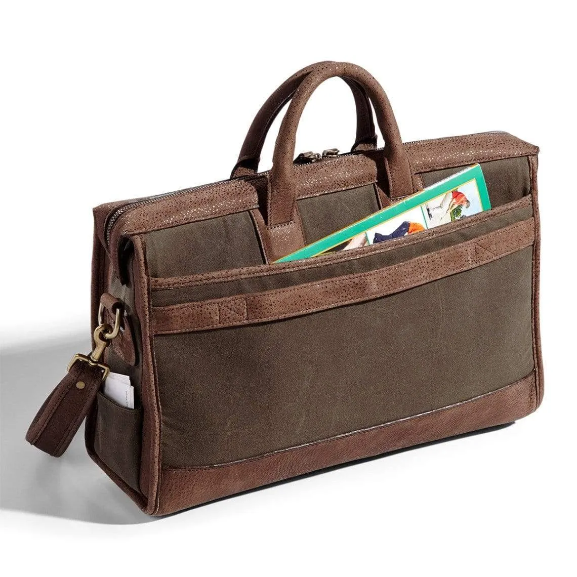 Waxed-canvas compact zippered brief