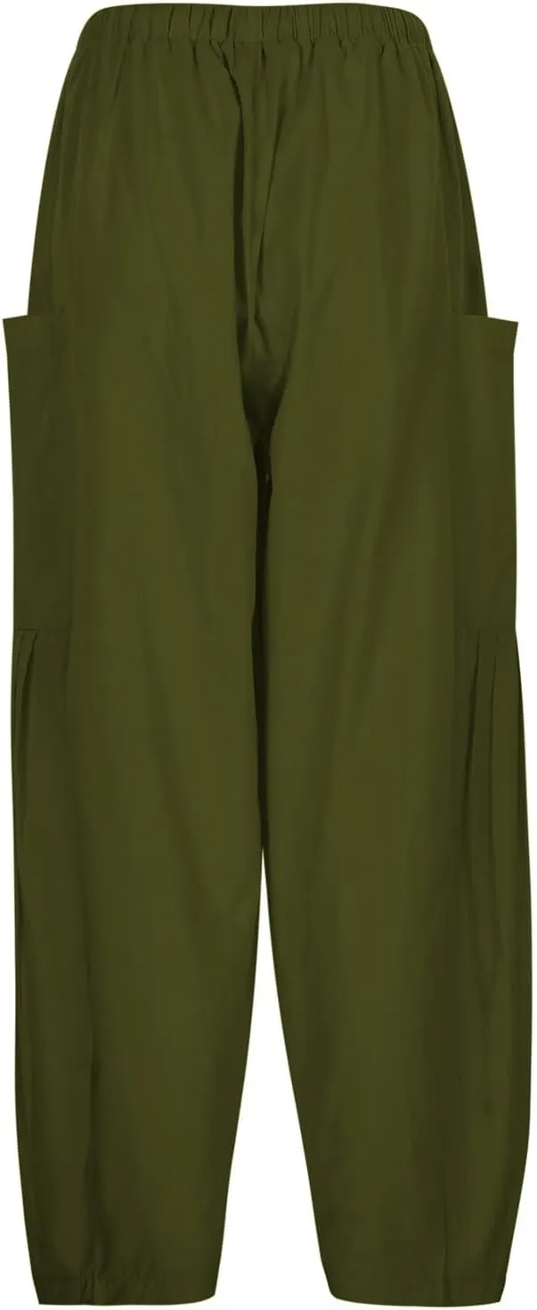 Wide Leg Pants Woman Linen Drawstring Low Rise Harem Pants Fashion Cropped Palazzo Pants Casual Summer Pants