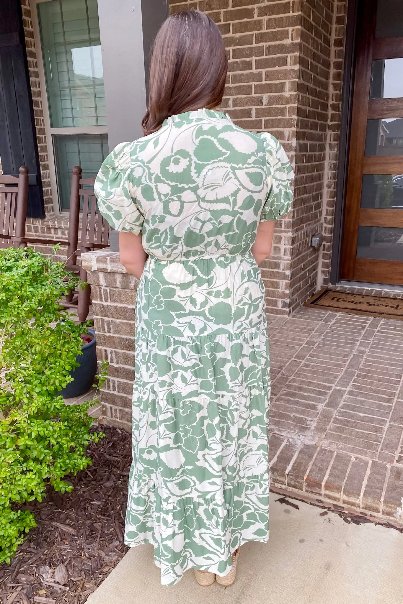 Wildflower Serenade Sage Print Dress