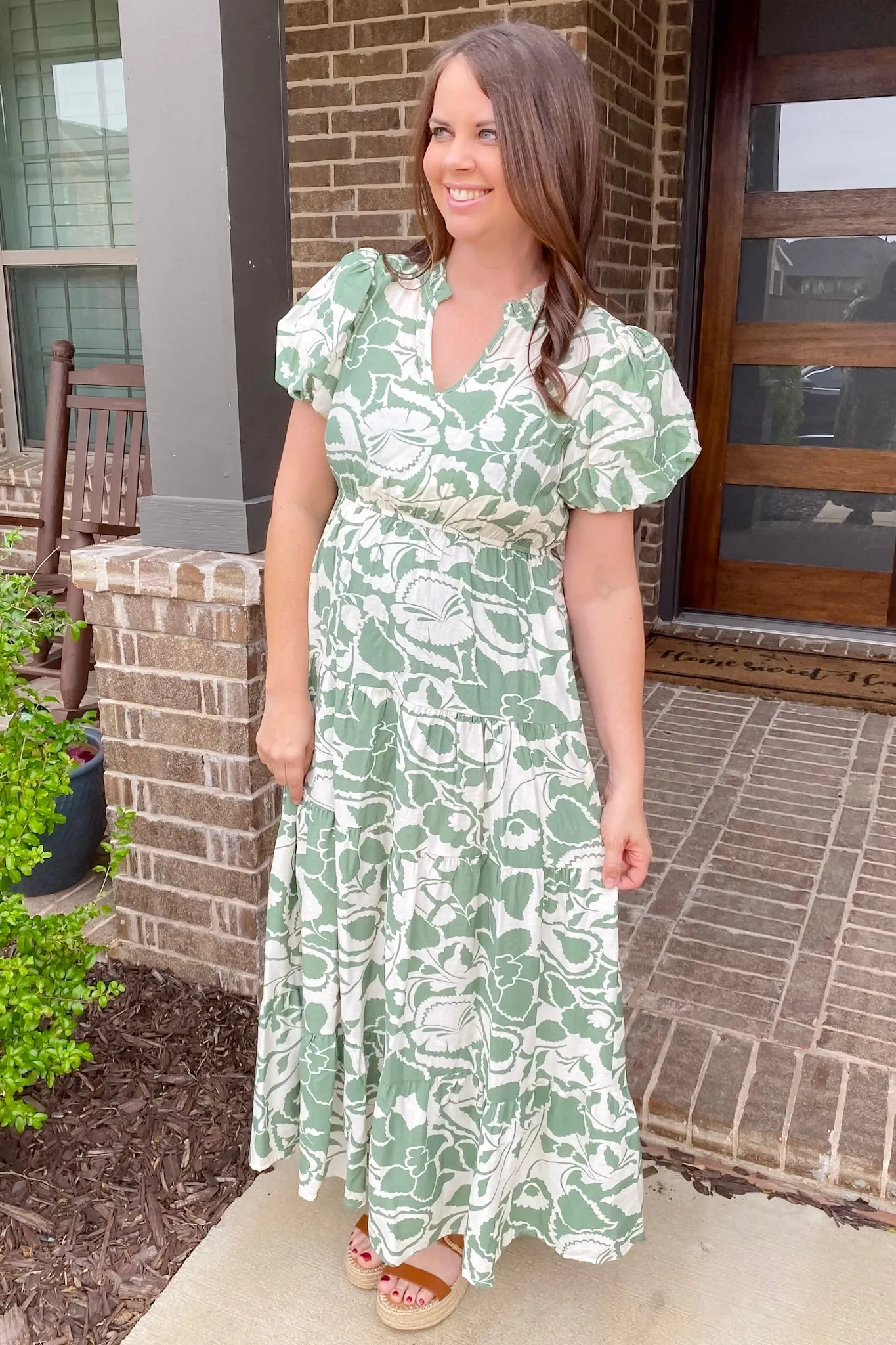 Wildflower Serenade Sage Print Dress