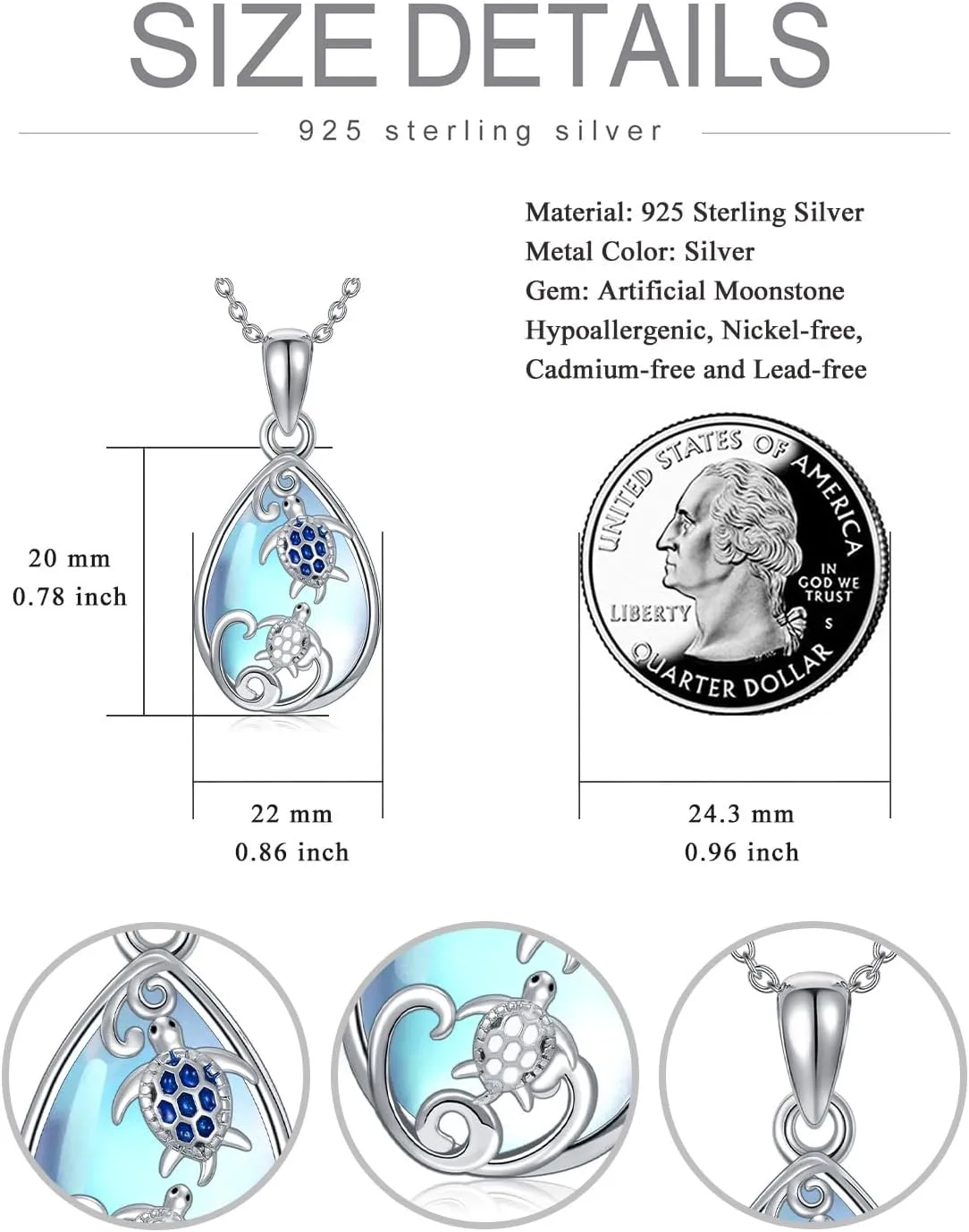 WINNICACA Urn Necklace for Ashes Sterling Silver Moonstone Cremation Jewelry for Ashes Jewelry Gifts for Nature Lovers Keepsake Memorial Jewelry for Women