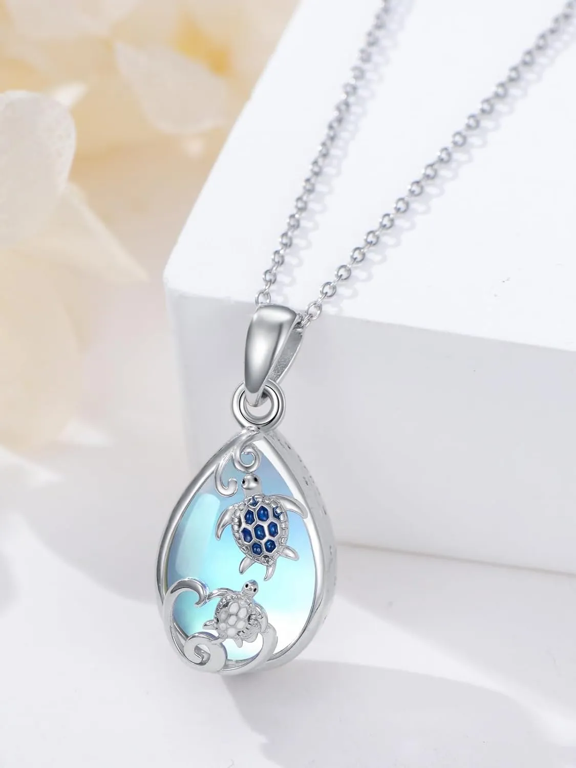 WINNICACA Urn Necklace for Ashes Sterling Silver Moonstone Cremation Jewelry for Ashes Jewelry Gifts for Nature Lovers Keepsake Memorial Jewelry for Women