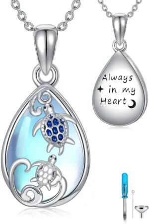 WINNICACA Urn Necklace for Ashes Sterling Silver Moonstone Cremation Jewelry for Ashes Jewelry Gifts for Nature Lovers Keepsake Memorial Jewelry for Women