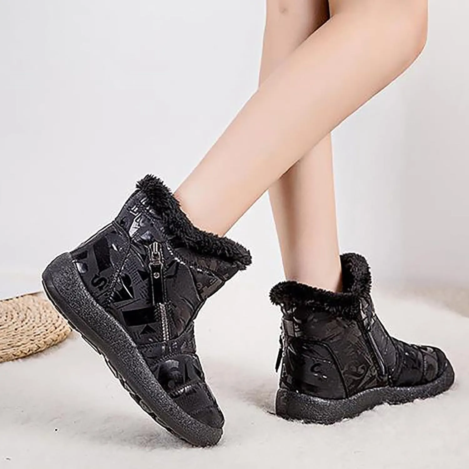 Winter Shoes for Women 2024 Comfy Dressy Winter Shoes for Women Low Heel Womens Wide Width Snow Boots Botas De Mujer Para El Frio Cute Womens Winter Dress Boots