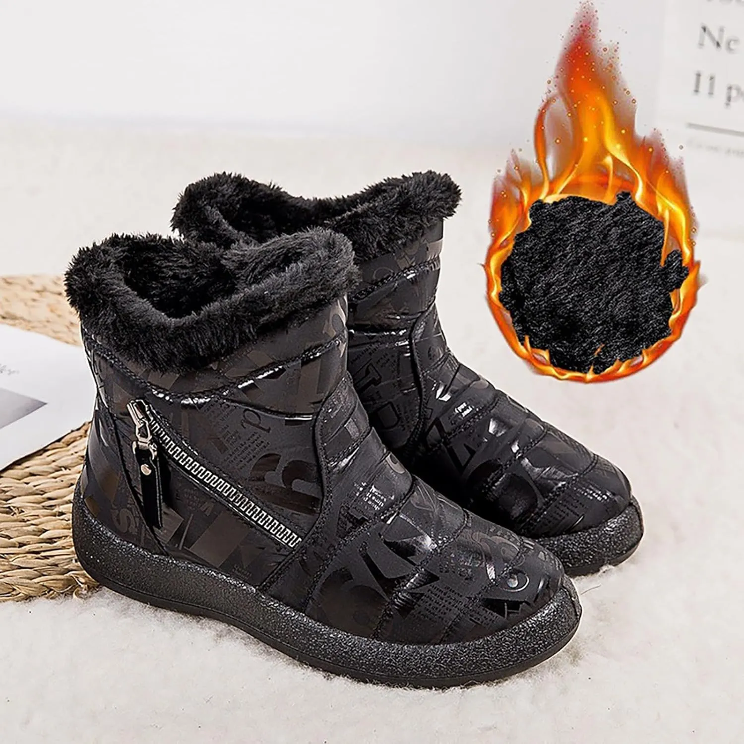 Winter Shoes for Women 2024 Comfy Dressy Winter Shoes for Women Low Heel Womens Wide Width Snow Boots Botas De Mujer Para El Frio Cute Womens Winter Dress Boots