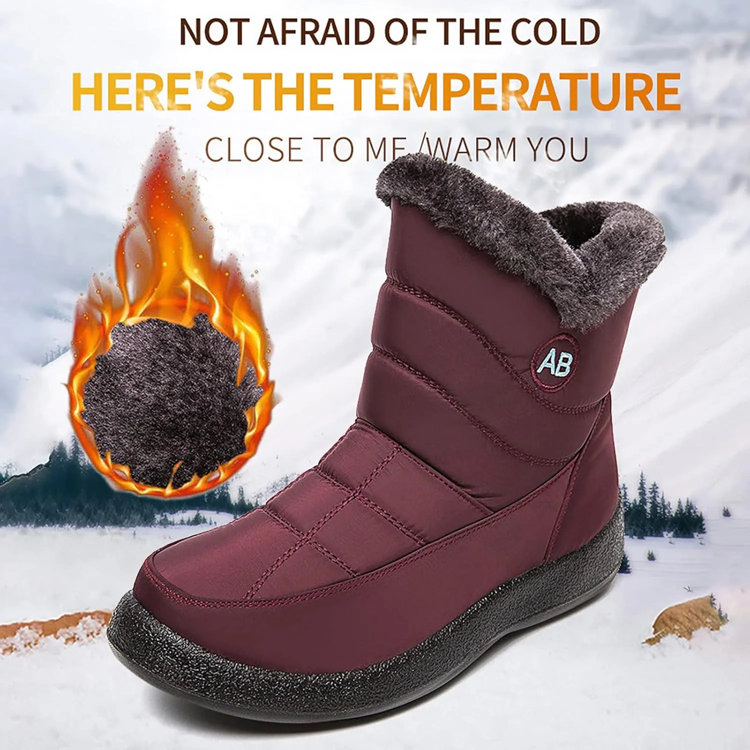 Winter Snow Boots for Women Snow Boots for Women Womens Winter Boots Waterproof Cloth Comfortable Side Zipper Boots