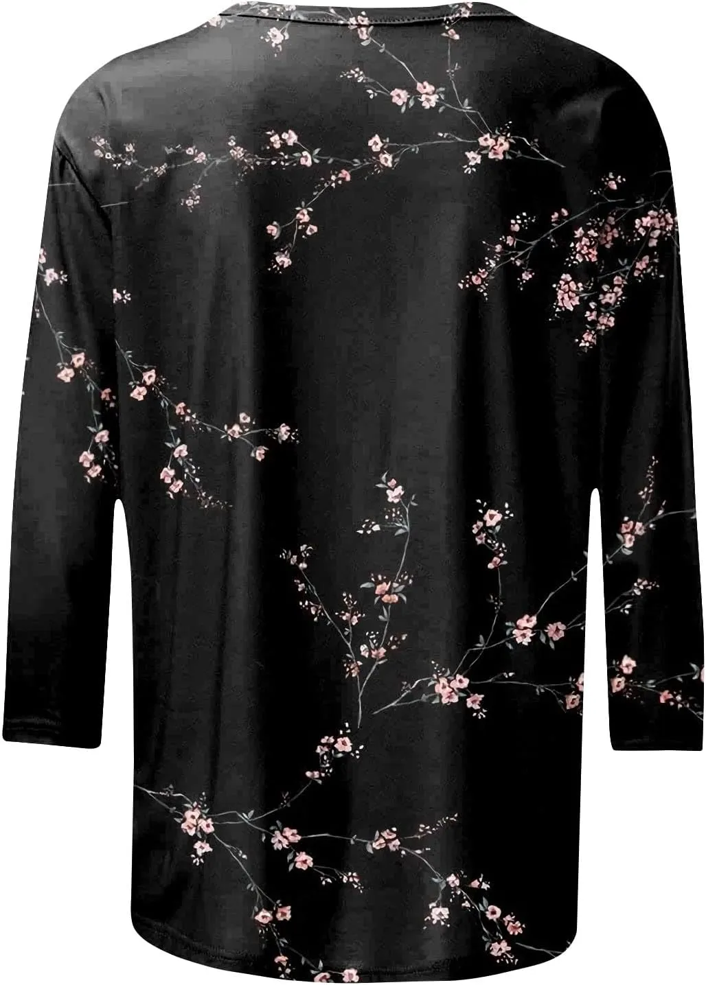 Womens 3/4 Sleeve Tops 2025 Spring Summer Print Round Neck Shirts Loose Fit Fashion Three Quarter Sleeve Tshirts
