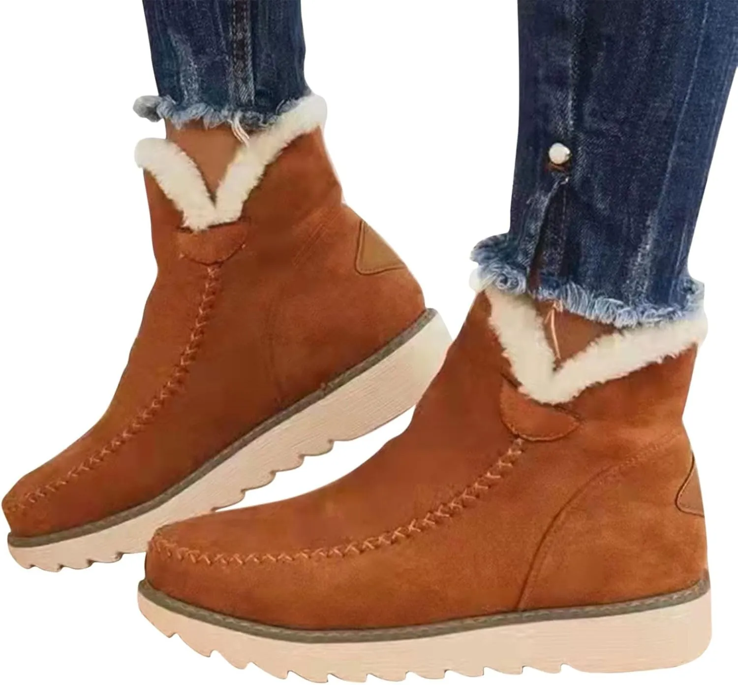 Womens Brown Snow Boots Size 11 Winter Snow Boots Women Waterproof Winter Boots Women Size 8 Knee High Waterproof Non Slip Work Boots for Women Winter Boot for Women 2023