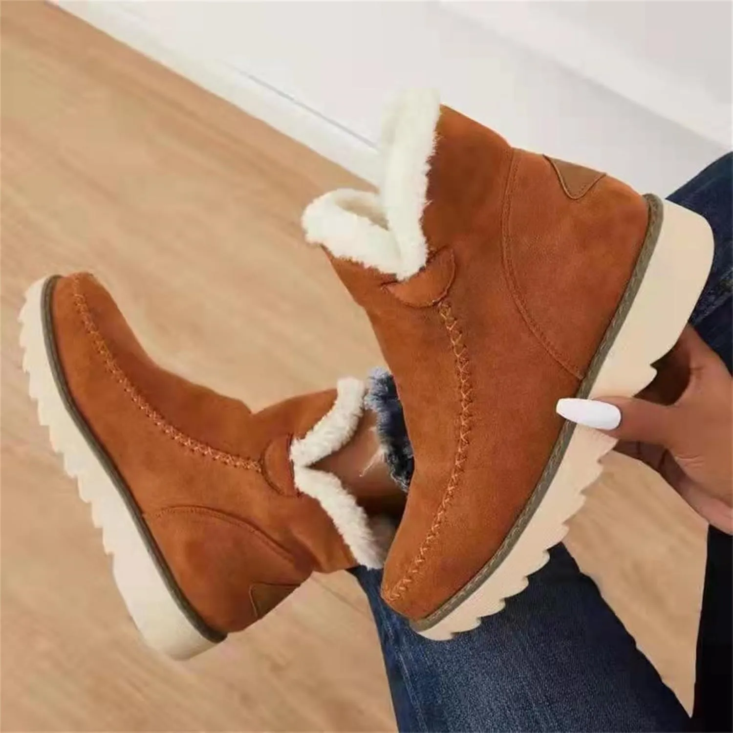 Womens Brown Snow Boots Size 11 Winter Snow Boots Women Waterproof Winter Boots Women Size 8 Knee High Waterproof Non Slip Work Boots for Women Winter Boot for Women 2023