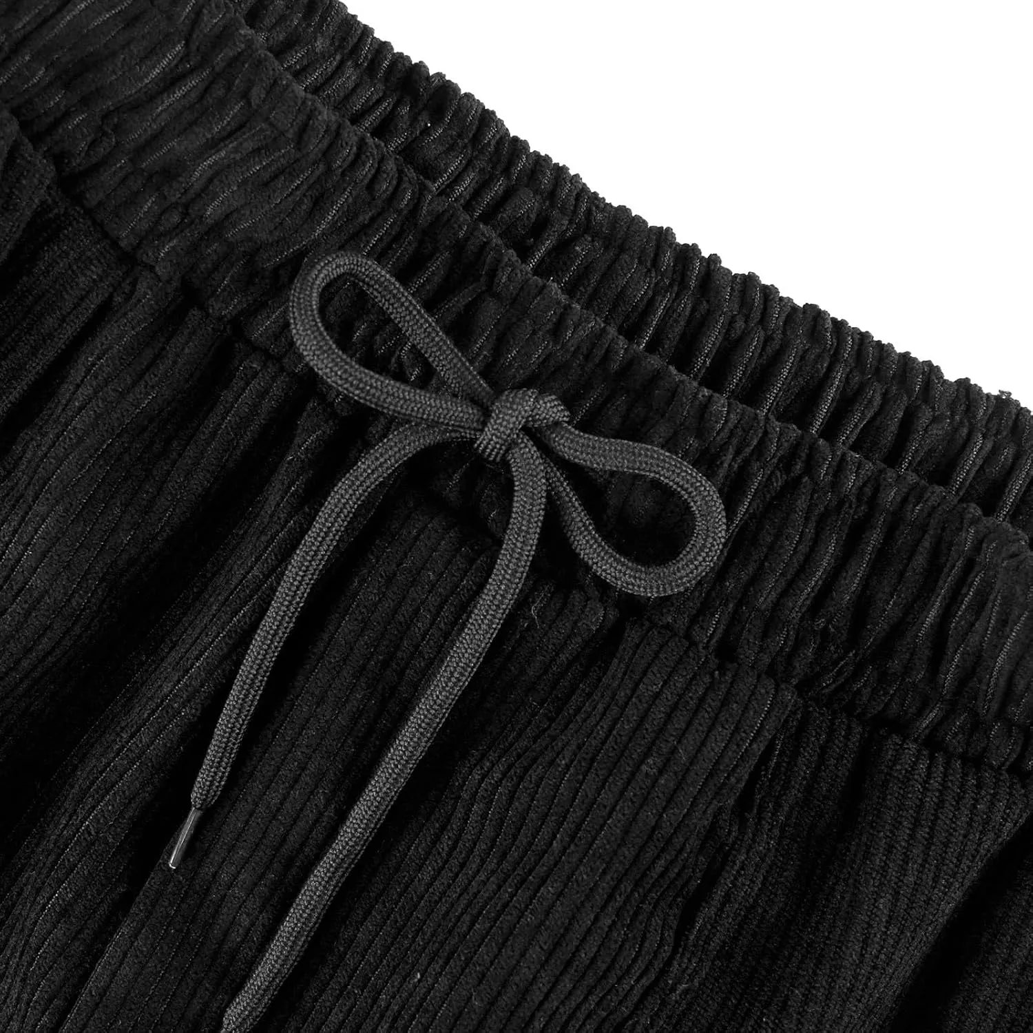 Womens Corduroy Pants Comfy Straight Leg Pants Work Pants Casual Ladies Loose Elastic Waist Pants with Pockets