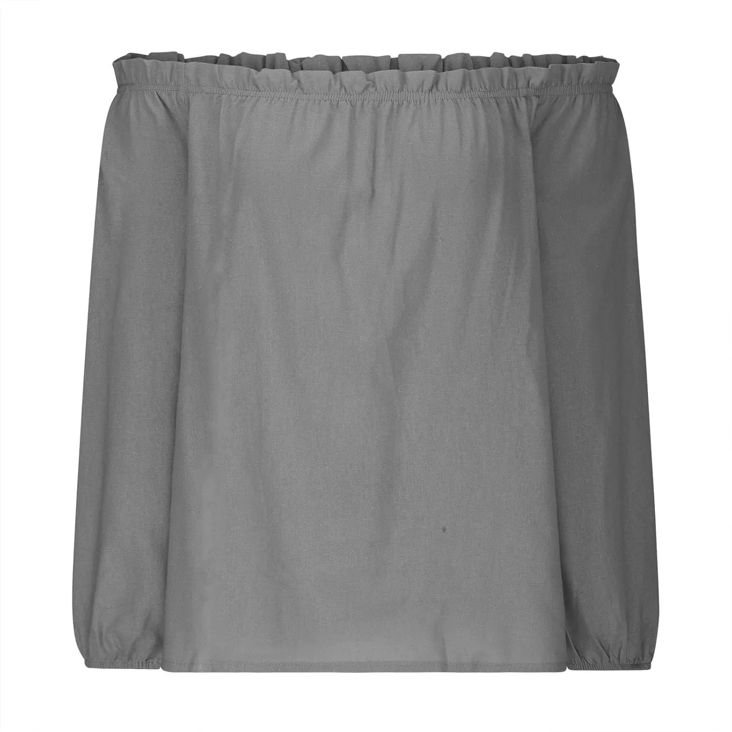 Women's Off The Shoulder TopsTrendy Shirred Neck Long Sleeve Flowy Cotton Linen Blouses Plus Size Solid Beach Shirts