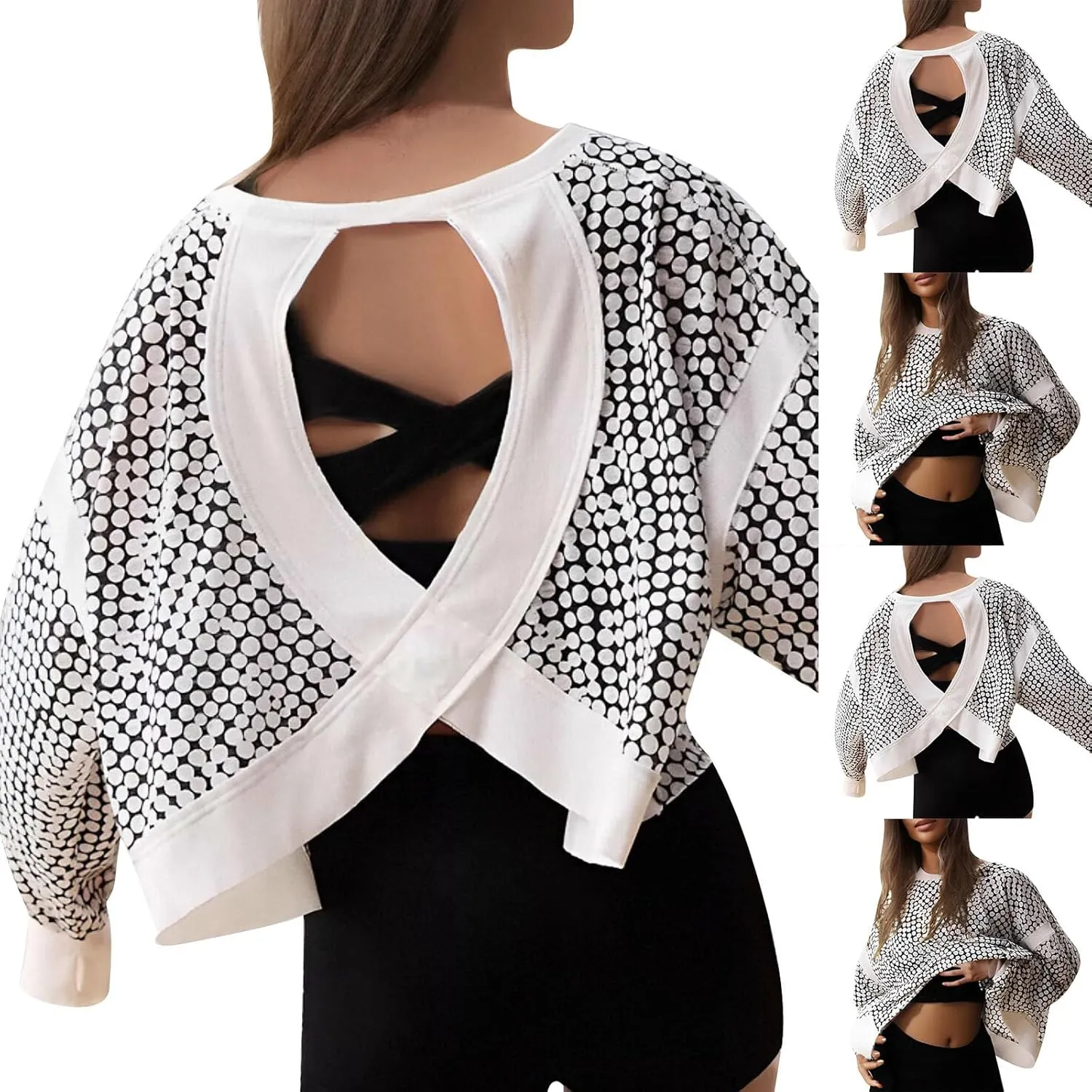 Womens Open Back Workout Tops Backless Long Sleeve Trendy Open Back Athletic Shirts Winter/Fall Outfits 2025
