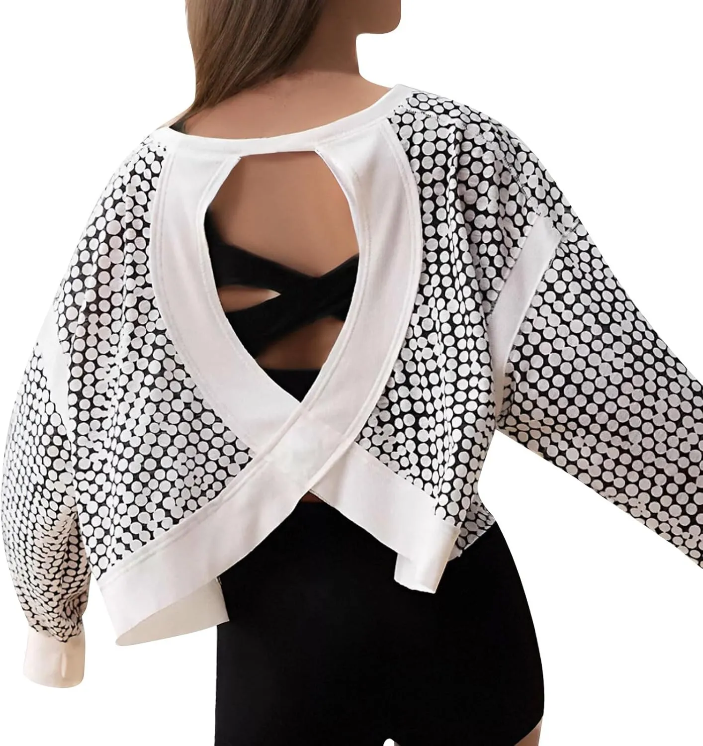 Womens Open Back Workout Tops Backless Long Sleeve Trendy Open Back Athletic Shirts Winter/Fall Outfits 2025